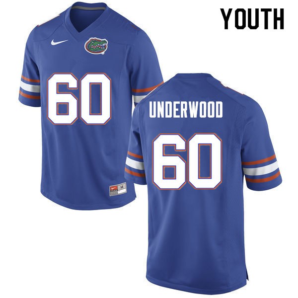 Youth #60 Houston Underwood Florida Gators College Football Jerseys Blue